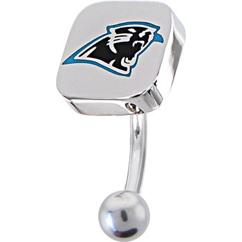 NFL Logo TOP Mount CURVED Belly Ring - Carolina Panthers