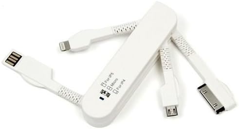 3 in 1 Compact Universal USB Multi Charger for Mobile Phone and Cellular Devices Swiss Knife Foldable (White)