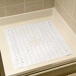 21" Non-Slip Square Shower Mat - White