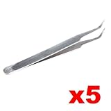 Neewer 5x Anti-magnetic Extra Fine Stainless Steel Curved Tweezers Plier Tip