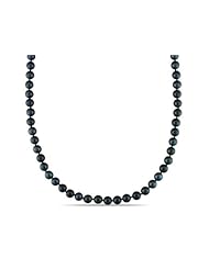 14k White Gold Akoya Black Pearl Strand Necklace (7.0-7.5mm) (24")