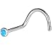 Body Candy Stainless Steel Bright Blue Nose Stud Screw Ring Created with Crystal 20 Gauge 1/4