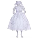 Girls Special Occasion Dresses - Crystal Organza with Matching Hat (Size 2 & 8)