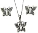 Sterling Silver Marcasite Red Eye Butterfly title=