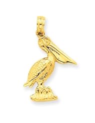 14k Gold Pelican Pendant