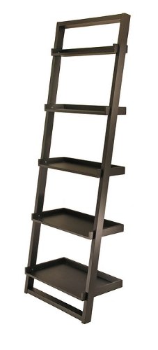 Black Leaning Bookshelf - 5 Tier