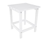 Polywood Outdoor Furniture Long Island 15-Inch Side Table, White-Recycled Plastic Materials