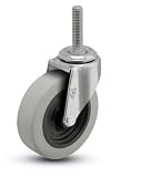 Shepherd Regent Series Caster, 3 Gray Rubber Wheel with 3/8 x 1-1/2 Threaded Stem