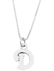 Sterling Silver One Sided Initial Letter D Necklace