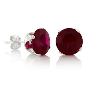 January Birthstone Garnet Red Round Cut Cubic Zirconia CZ Silver Stud Earrings