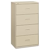 basyx 484LL - 400 Series Four-Drawer Lateral File, 36w x 19-1/4d x 53-1/4h, Putty