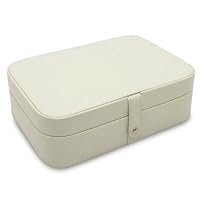 Morelle Kimberly Leather Versatile Jewelry Box, Cream