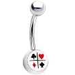 Stainless Steel Play Your Luck Logo Belly Ring