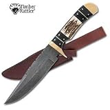 Colorado Damascus Hunter Knife Brass Stag