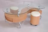 31dxC2V7AnL. SL160  Calis S Shape Glass Top Coffee Table with 2 FREE Matching Ottomans Chair   CT 288C
