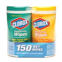 Clorox Disinfecting Wipes Canister, Value 2 Pack 150 ea