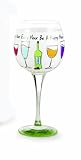 Mud Pie Happy Hour Hand Painted Wine Glass