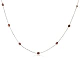 14k Yellow Gold Bezel Set Garnet Station Necklace, 32