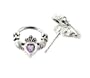 Genuine Amethyst Celtic Claddagh Sterling Silver Post Stud Earrings