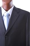 Men's Single Breasted Black Pinstripe Super 150s Wool Feel Dress Suit