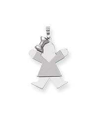 14k White Gold Medium Girl with Bow on Left Engravable Charm