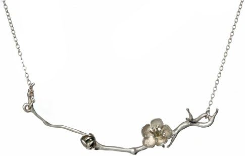 Blooming Cherry Blossom Branch Necklace (Sterling Silver)
