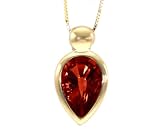 14K Yellow Gold Pear Gemstone Pendant-Garnet , Chain- NOT included