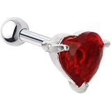 Sterling Silver 925 Light Siam Cubic Zirconia HEART Cartilage Earring