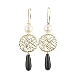 14K Lightweight Yellow Gold Onyx Earrings