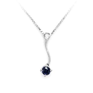 Gioie Collier Femme en Or 18 carats Blanc avec Saphir et Diamant H/SI, Cm 45, 3.4 Grammes