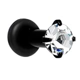 10 Gauge Black Clear Cubic Zirconia Plug