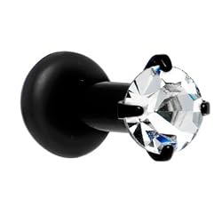 10 Gauge Black Clear Cubic Zirconia Plug