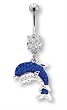 TWO PAVE DOLPHIN BELLY PIERCING RINGS