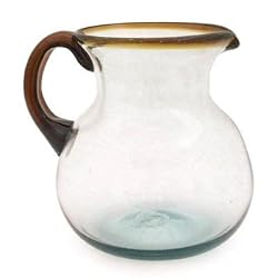 Mexican Glass Bola Pitcher Amber