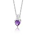 Cherished Forever: Sterling Silver Rhodium Finish 1.50 carats Heart Shape Amethyst Pendant with 18 inch Silver Necklace image 3