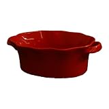 BIA Cordon Bleu Wavy 1-1/2-Quart Deep Oval Baker, Red