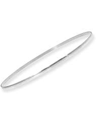 14k White Gold, Classic Plain Polished Slip On Bangle Bracelet 2mm Width