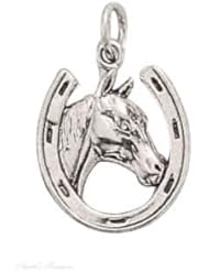 Sterling Silver Thoroughbred Horse Horseshoe Good Luck Animal Charm