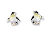 Clearly Charming Penguin Sterling Silver and Enamel Earrings