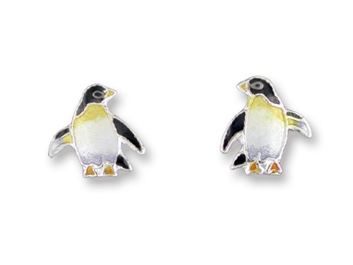 Clearly Charming Penguin Sterling Silver and Enamel Earrings