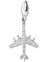 Sterling silver 0.085ct TDW Diamond Airplane (Charm)
