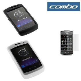 Durable Flexible Soft Silicone Skin Cover Cases ( Black + Clear ) + Clear Reusable LCD Screen Protector for RIM BlackBerry Storm 9500 9530 Smartphone