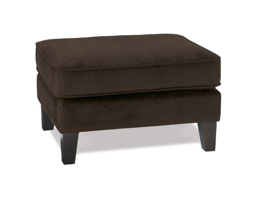Sierra Welted Ottoman on Legs w Corduroy Fabric in Coffee