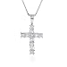 14K White Gold Diamond Cross Pendant & 18 Box Chain