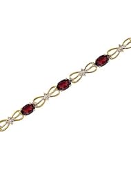 14kt Yellow Gold Oval Garnet and Diamond Bracelet