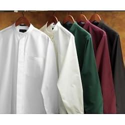 Womens Banded Collar Tuxedo Shirt