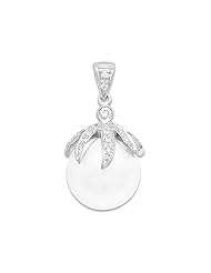 South Sea White Pearl Pendant with Diamonds in 14K White Gold (12-13mm)