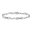 Sterling Silver Genuine Emerald and Diamond Accent Heart Link Bracelet
