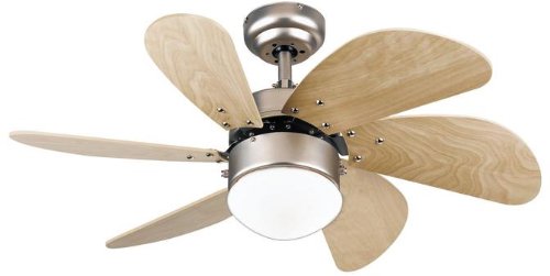 Westinghouse 7814465 Turbo Swirl One-Light 30-Inch Six-Blade Ceiling Fan, Brushed Aluminum with Frosted Globe