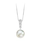 14K White Gold 0.15 ct. Diamond and Akoya Pearl Pendant with Chain